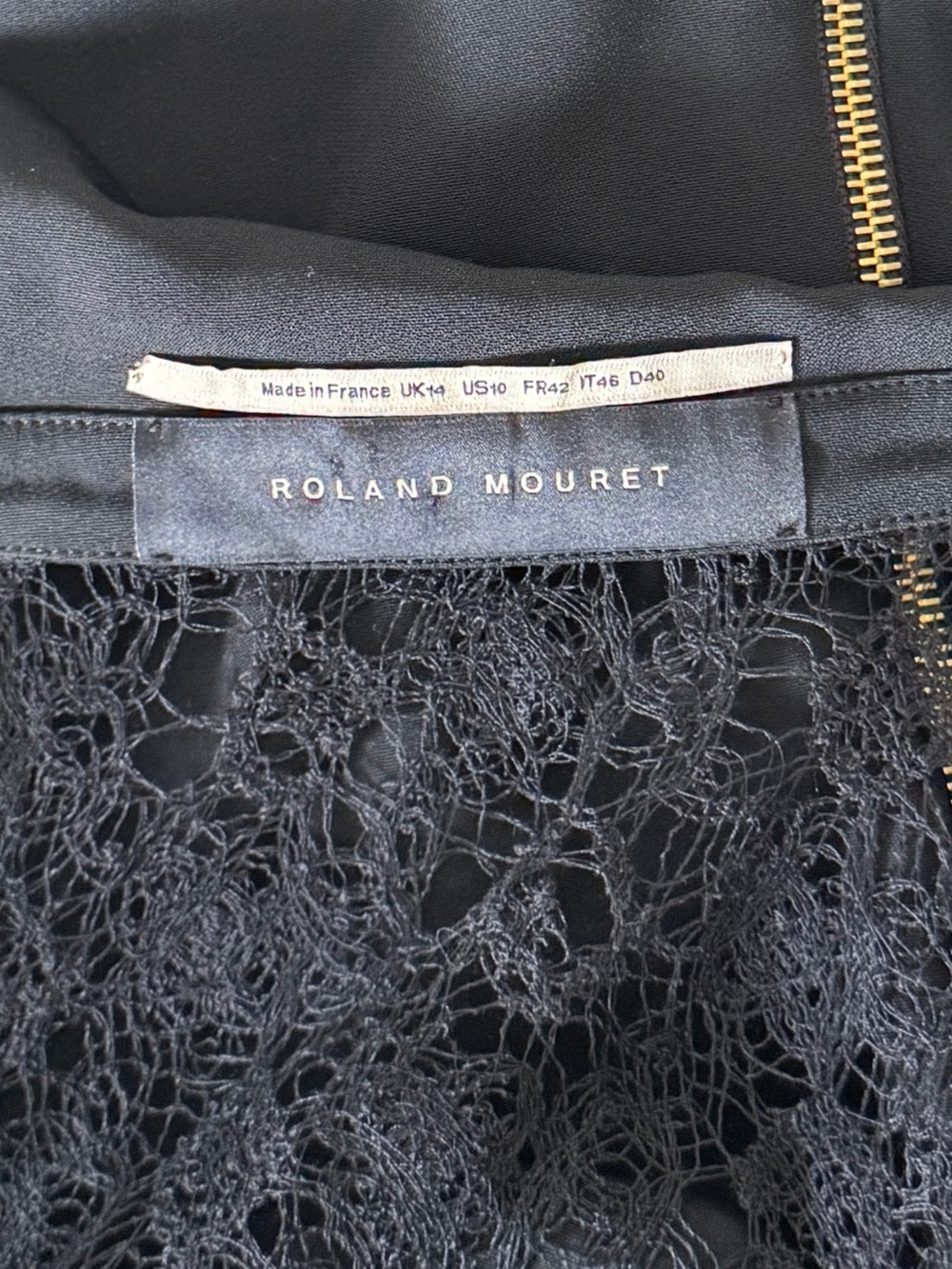 Roland Mouret Black abstract Lace Trompe L’Oeil Blouson Pencil Dress US 10 - Picture 11 of 16